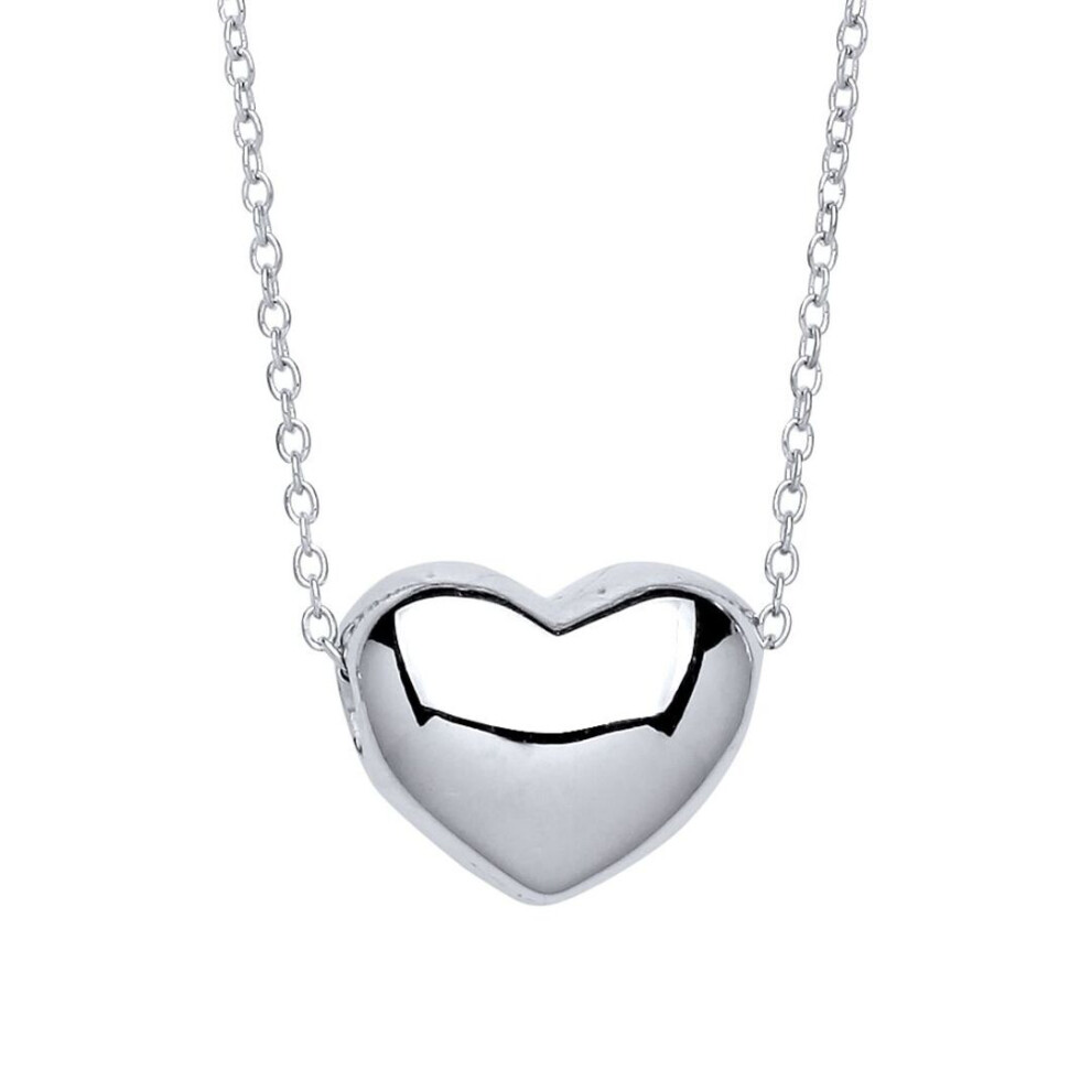 Jewelco London Ladies Sterling Bubbly 3D Love Heart Charm Necklace - Gvk227 Silver