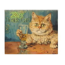 2025 Cat Wall Calendar 2025 Funny Cute Drunk Cats Themed Calender 8x11 Inches Family Planner Calendar for Cat Lovers