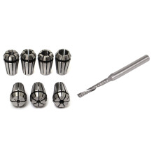 1Pcs 2Mm x 15Mm Carbide Single Flute Spiral End Mill Cnc Router Bit & 7Pcs 1-7Mm Er11 Spring Collet