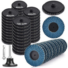 2 Inch Flap Disc, 72 PCS Die Grinder Sanding Disc with 1/4 Inch Holder, 40 60 80 120 Grit Assorted Grinding Wheels