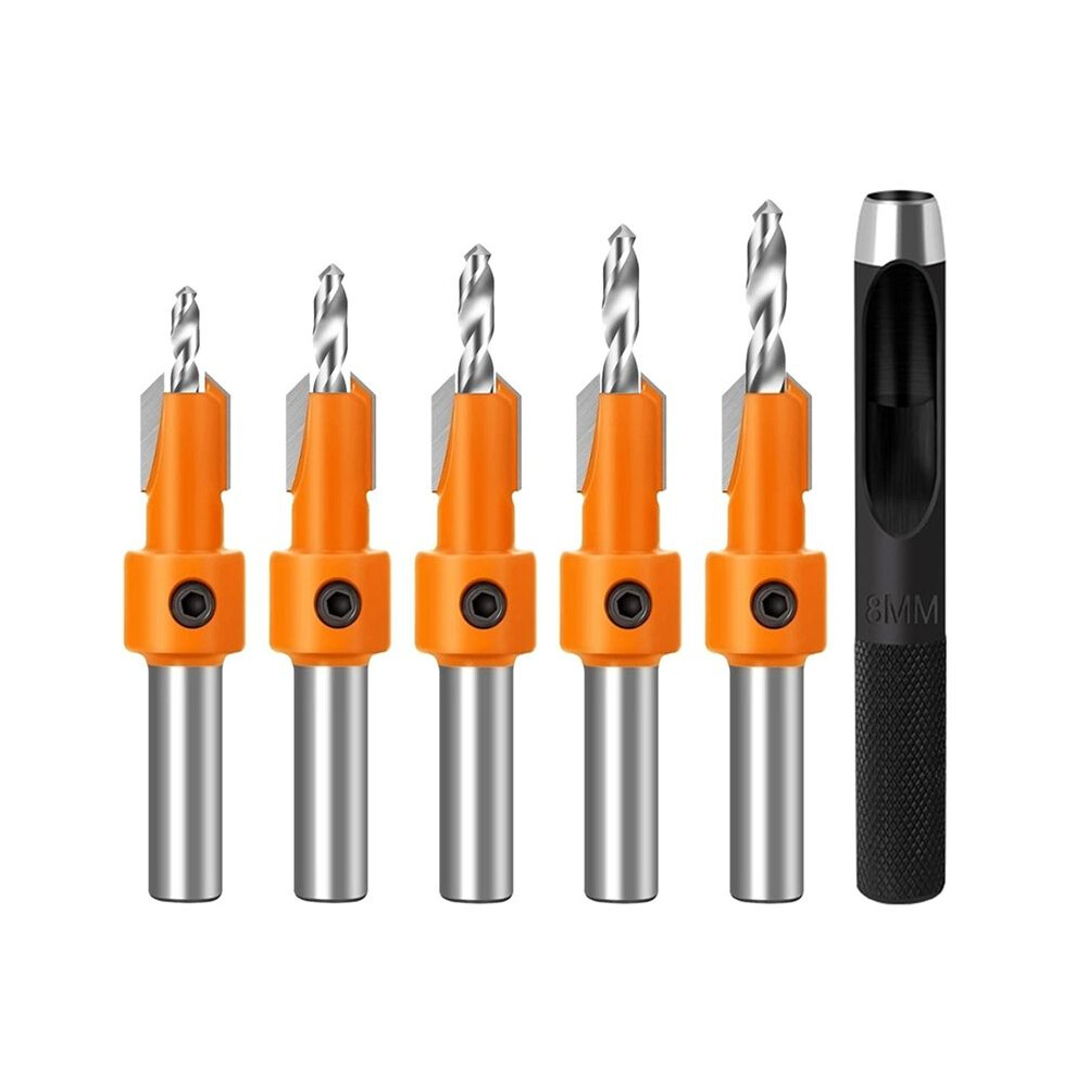 5Pcs Countersink Drill Bit Set For Wood 8Mm Shank Hss Wood Screw Drill Router Bits Hole Punch Woodworking Tools 6031891374615