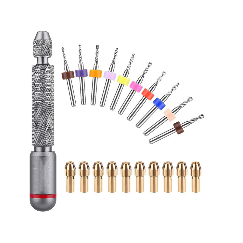 Hand Drill Bits Set - 10Pcs Metal Pin Vise Hand Drill Bits&10Pcs Micro-Type Chuck Collet For Jewelry Making Carving 6031612552872