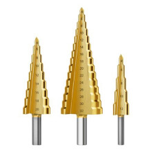 Step Drill Bit Set, 3Pcs Titanium Step Drill Bits, Metric 4mm to 32mm Drill Cone Bits for Metal, Wood, PVC A