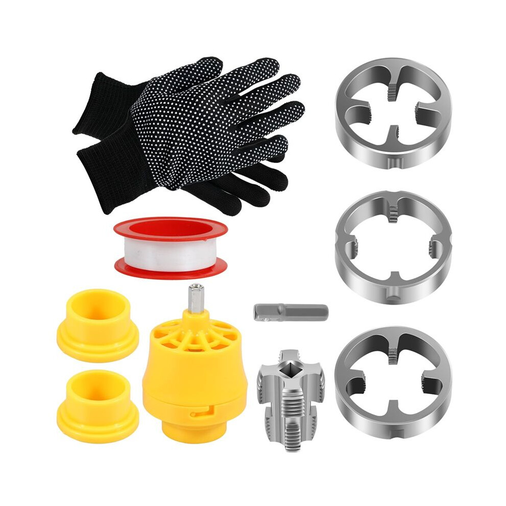 Pvc Pipe Threader Kit,Pvc Pipe Thread Maker Tool With 3 Dies(1/2In),3/4In),1In),Water Pipe Threading Device,Pipe Tap Die 6032985006146