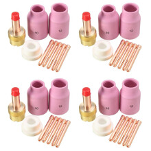 36Pcs TIG Welding Torch Large Long Gas Lens & Alumina Cup for WP17 WP18 WP26 TIG Collet Bodies Spares Kit Accessories