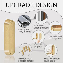4 Ganchos de Pared Plegables Dorados de Aleación de Zinc, Resistentes y Duraderos, para Toallas de Baño.