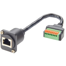 New D Series Panel Mount RJ45 Socket to 8-Pin Terminal Block Cable with Spring for Network Wiring Cabinet Mounting