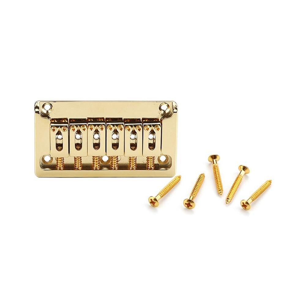 6 String Fixed Saddles Guitar Bridge Top Load Tailpiece Electric Guitar Part Gold 6032687739168