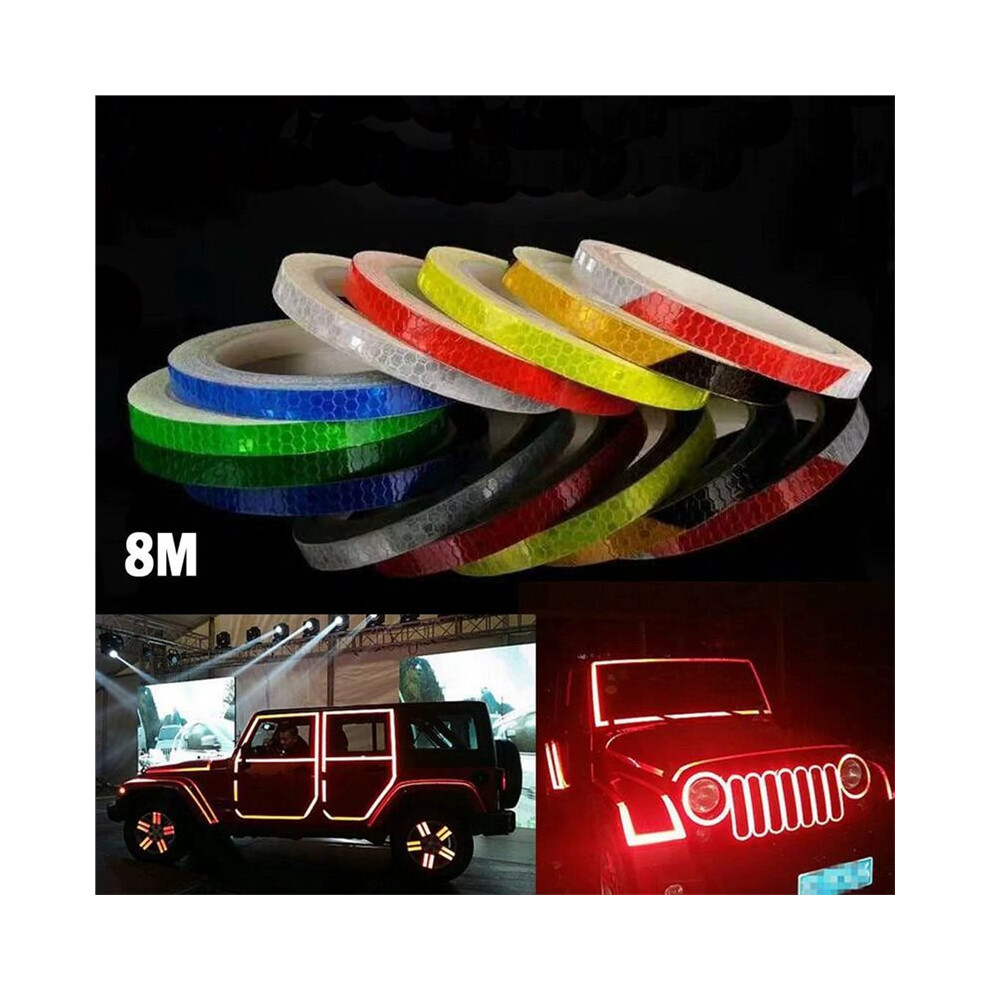 8M Car Reflective Tapes Reflectors Warning Tape Night Safety Sticker For Bicycle Car Motorcycle White 6031455245313