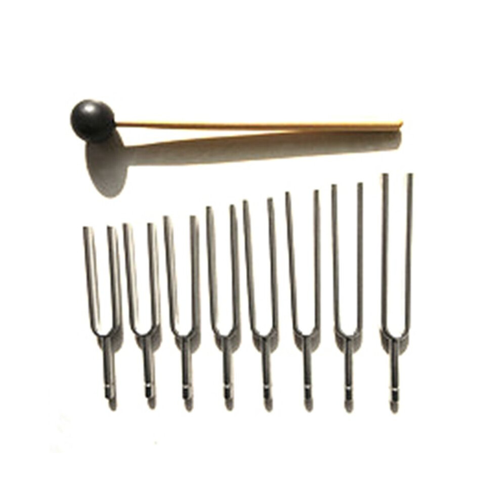 8Pcs C256-C512hz Steel Tuning Fork Set Health Physics Vibration+ Mallet Vibration Tool 4713609197205