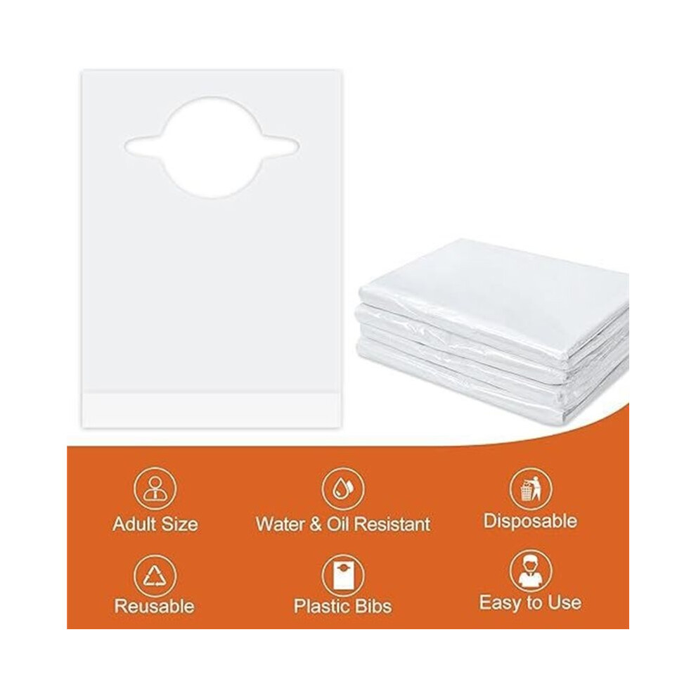 100 Pcs Disposable Bibs - Disposable Adult Bibs for Elderly Women & Senior Men Eating,Waterproof & Leakproof Drool Pad