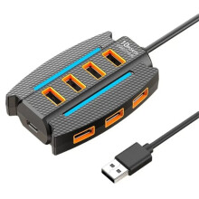 RGB Backlight 10 USB 2.0 Hub Splitter,10-in-1 USB Port Expander,Powered USB2.0 Data Transfer Adapter,for PC Laptop