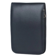 Vintage PU 12-Slot Pen Case with Zipper - Large Capacity Organizer for Stationery Black