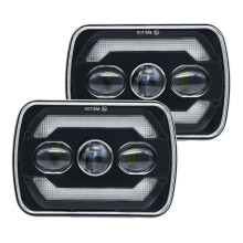 FaróIs de LED 5X7, FaróIs de 180W 7X6 com Sinal de Volta Amarelo DRL Branco para CaminhõEs YJ XJ H6054 H5054 H6054LL