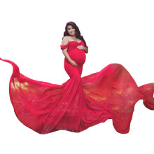 Easy Care Pregnancy Dress Photo Gown Craft from-Chinese red