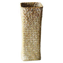 Vaso de flores em rattan branco – Cesta de bambu, 11x11x30cm