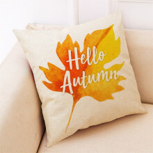 Kussensloop van linnenmix met herfstbladerenprint, 45x45 cm