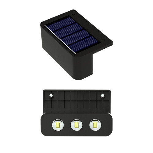 Luminária de parede solar para exterior – 3 LEDs, resistente às intempéries, 80 mm