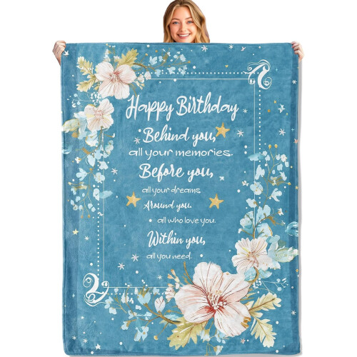Manta de flanela floral azul 60x80 polegadas
