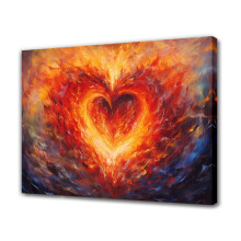 Abstract Flame Heart Canvas Art 16x24 in Framed