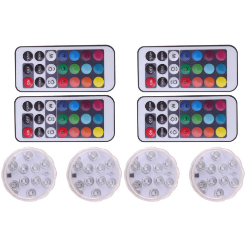 Confezione da 4 luci subacquee a LED impermeabili con telecomando