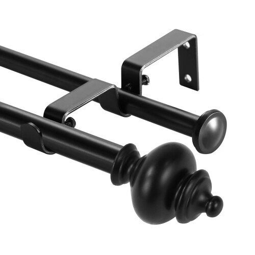 Σετ διπλών κουρτινόξυλων 5/8" & 1/2" μαύρο 84–120"