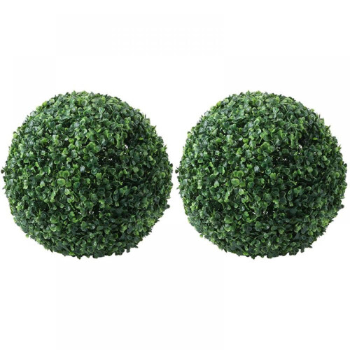 Topiaria artificial de buxo redonda TOPWONER de 36 polegadas em vaso de plástico verde (2 unidades)