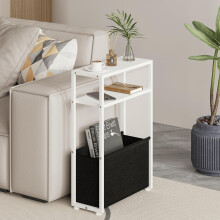 White narrow side table with shelves, 1 piece