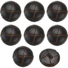 Cnaipí Croise Leathair Donn 18mm 8 bpíosa