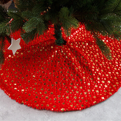 Weihnachtsbaumdecke aus Kunstplüsch mit Sternenmuster, 90 cm