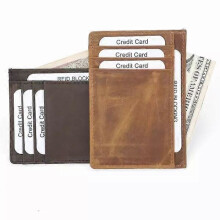 Portafoglio in vera pelle con protezione RFID per carte di credito – Marrone, 8 scomparti