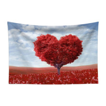 Tapeçaria de parede com árvore em formato de coração, 150x130cm