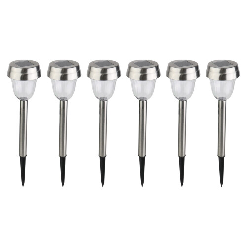 Solar-Gartenleuchten aus Edelstahl, 6er-Pack