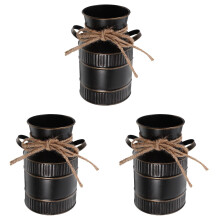 Vaso de flores vintage em ferro fundido – Preto, 14,5 x 12 x 9 cm