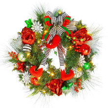 24 inch pre-lit Christmas wreath with 20 LED lights and