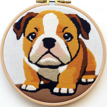 Punch Needle Set für gelbe englische Bulldoggen (20 x 20 cm)