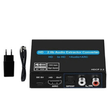 -Kompatibel 2.0-Ljudutdragare 4K 60Hz med Stöd för 5.1-Kanalig HD Till HD-Ljud ARC-Omkopplare med Audio Link Stereo EU