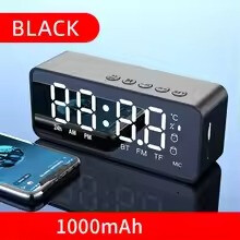 Alarm Clock Radio FM Bluetooth Speaker Portable Subwoofer Caixa De Som Sound Box Music Wireless Mini Woofers Bocina Lamp Column (Black)