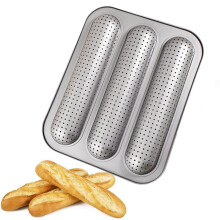 Baguettpanna Franskt Brödform Bakplåt med 3 Hål Nonstick-Beläggning Långt Bröd Rostat Bröd Kakform Bakformar Bakformar för Ugn