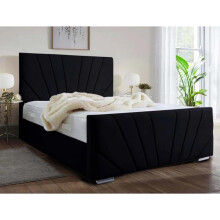 Aurora Plush Velvet Divan Bed Black 4FT6
