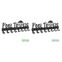 2X Toalheiro de Piscina com 8 Ganchos, Toalheiro de Parede para Exterior ou Banheiro, Toalheiro para Pendurar RoupõEs de Banho