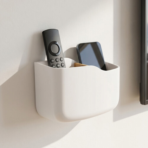 3Pcs Space Saving Wall Mounted Remote Organizer Bamboo Divider White 2