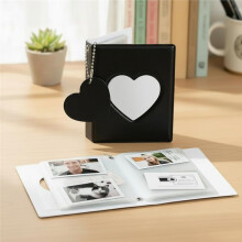 Photocard Binder Album with Heart Pendant, Includes 20 Pages of Pp Inner Pages, Portable Design (Black)
