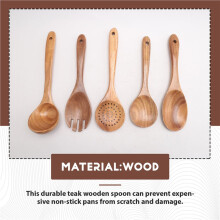 Juego de Utensilios de Cocina de Madera, 9 Cucharas de Madera para Cocinar, Utensilios de Cocina de Madera, Cucharas de Madera para SartéN