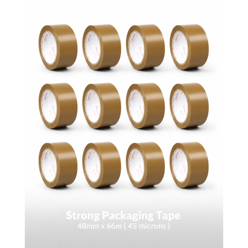 KAD Brown Strong Packing Tape 48mm x 66m Roll X 12 1