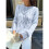 Damen Langarmpullover Herbst Rippstrickpullover Locker Rundhals Zopfmuster Pullover Jumper Tops Blau XL 4