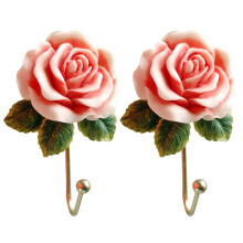 Heart Shaped Rose Resin Hook Color Painting Hook Home Decoration is Used for Hanging Hats, Towels, Coats, Etc A