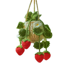 Autoplant Gehaakte Hangende Mand, Aardbeiplant Hanger, Auto Achteruitkijkspiegel Ornament Hanger Legergroen