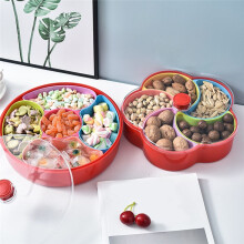 Plateau de Fruits Rond en Forme de Fleur, RéCipient de Fruits Secs à 5 Compartiments pour Noix et Bonbons, Plateau de LéGumes
