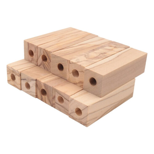 Blocos de Caneta Curta de Madeira de Oliveira, 10 Peças Pré-Perfuradas de 7 mm, 2,5 X 0,75 X 0,75 Polegadas